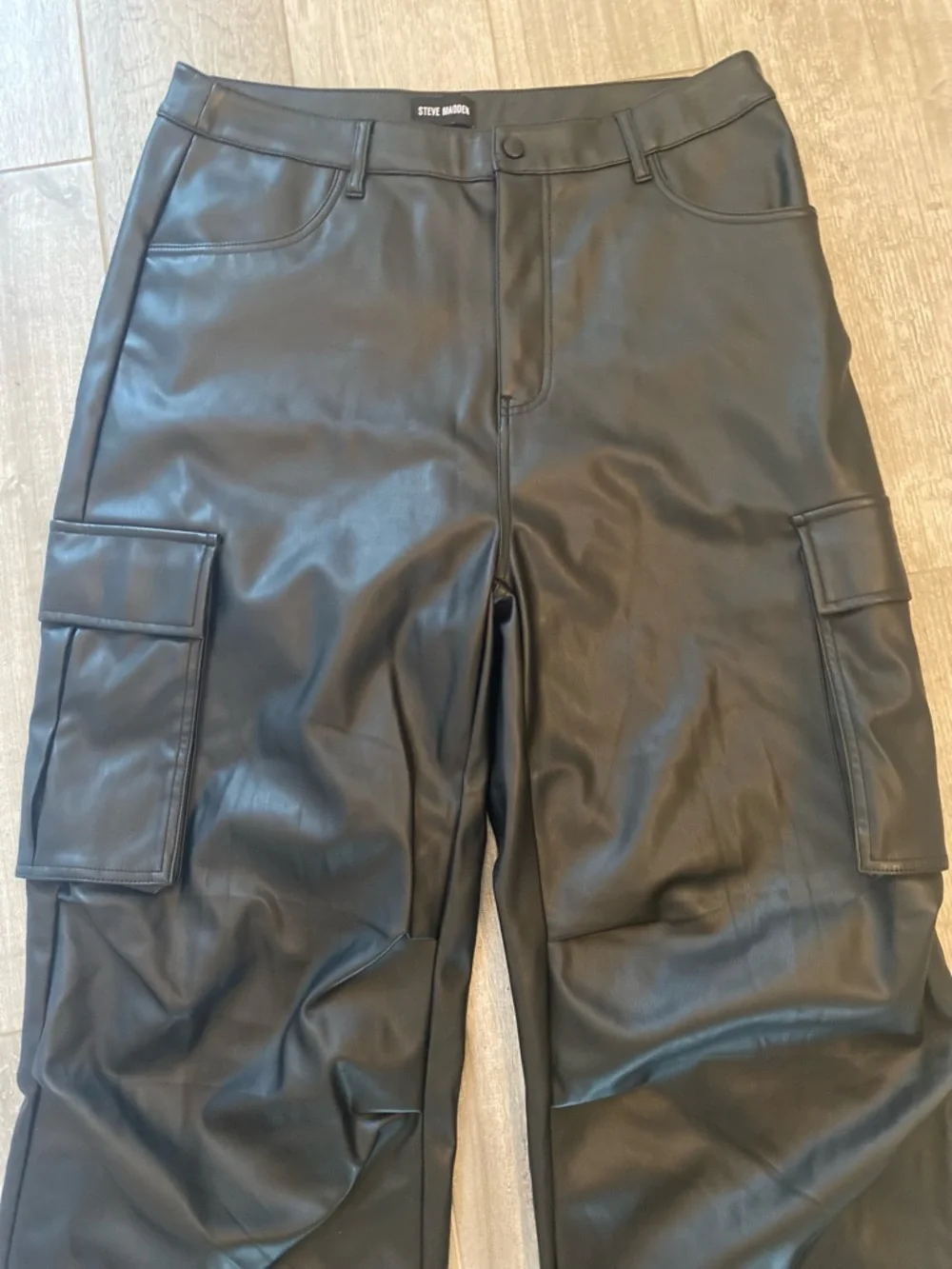 Steve Madden imitation leather cargo pants